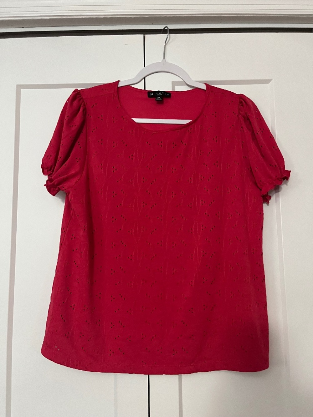 N Touch Women's Hot Pink Eyelet Blouse